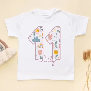 11th Birthday Boho Rainbow Theme Personalised Kids T Shirt