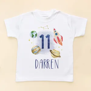 11th Birthday Galaxy Space Personalised Kids T Shirt