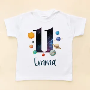 11th Birthday Solar System Personalised Space/Galaxy Kids T Shirt