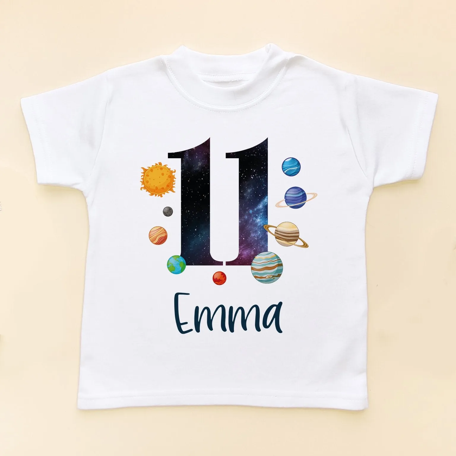 11th Birthday Solar System Personalised Space/Galaxy Kids T Shirt
