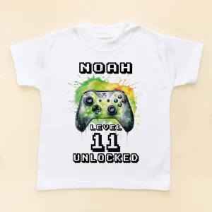 11th Birthday Unlocked Gamer Personalised Kids T Shirt