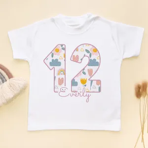 12th Birthday Boho Rainbow Theme Personalised Kids T Shirt