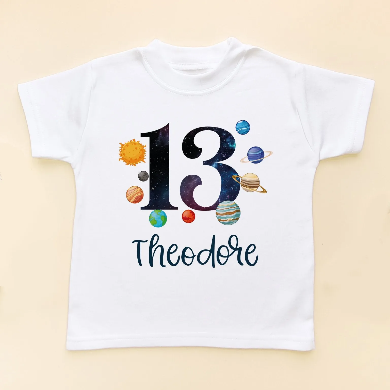 13th Birthday Solar System Personalised Space/Galaxy Kids T Shirt