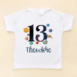 13th Birthday Solar System Personalised Space/Galaxy Kids T Shirt