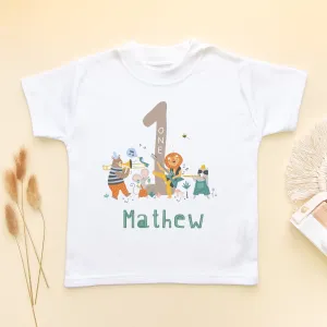 1st Birthday Animal Musicians Personalised Toddler &  Kids T Shirt