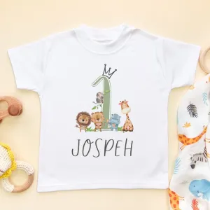 1st Birthday Animals Personalised Toddler & Kids T Shirt