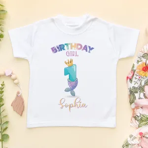 1st Birthday Cute Mermaid Personalised Toddler & Kids T Shirt