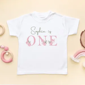 1st Birthday Floral Theme Personalised T Shirt