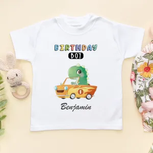 1st Birthday Racing Dino Personalised Toddler & Kids T Shirt