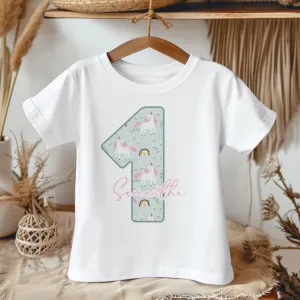 1st Birthday Unicorn Pattern Personalised Toddler & Kids T Shirt