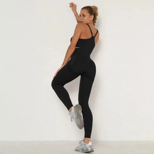2-Piece Seamless Yoga Sets for Women - High Waist Leggings   Sports Bra