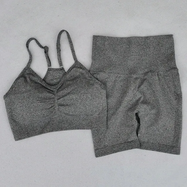 2-Piece Seamless Yoga Sets for Women - High Waist Leggings   Sports Bra
