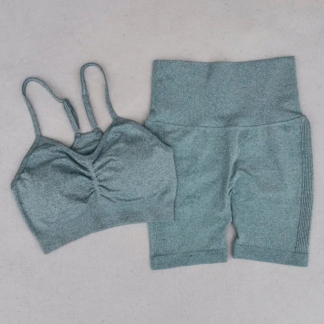 2-Piece Seamless Yoga Sets for Women - High Waist Leggings   Sports Bra
