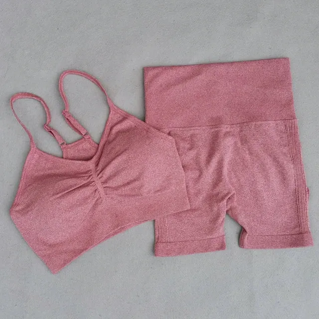 2-Piece Seamless Yoga Sets for Women - High Waist Leggings   Sports Bra