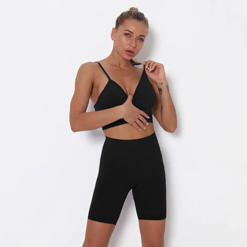 2-Piece Seamless Yoga Sets for Women - High Waist Leggings   Sports Bra