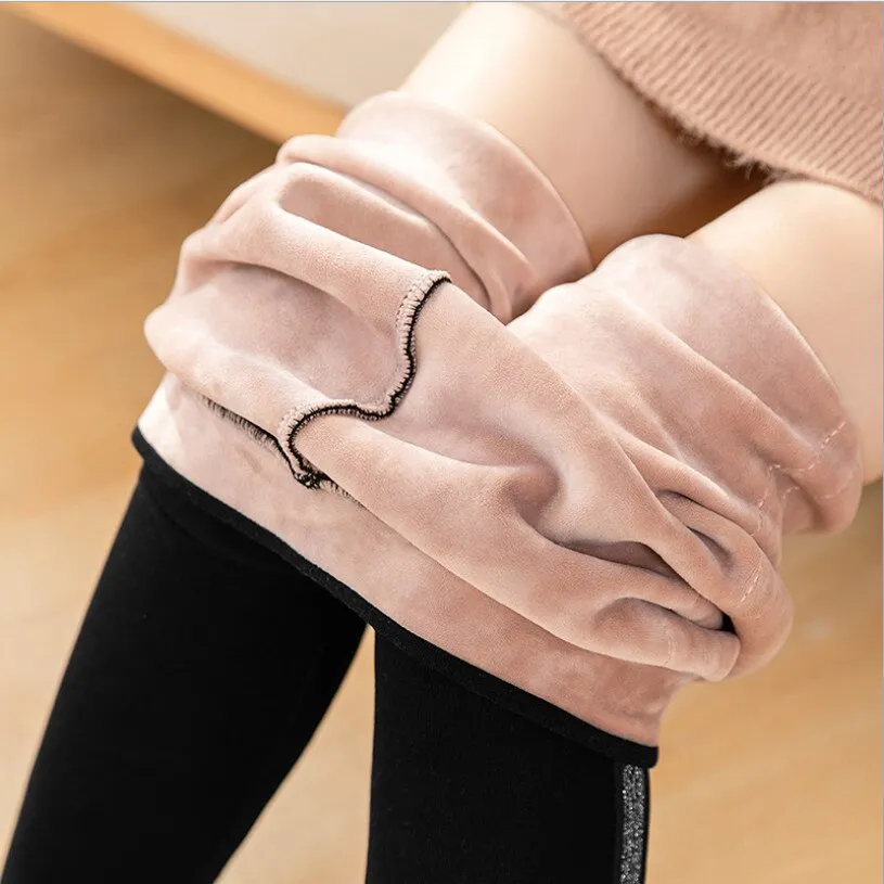2020 Autumn Winter Cotton Velvet Leggings Women High Waist Side Stripes Sporting Fitness Leggings Pants Warm Thick Leggings