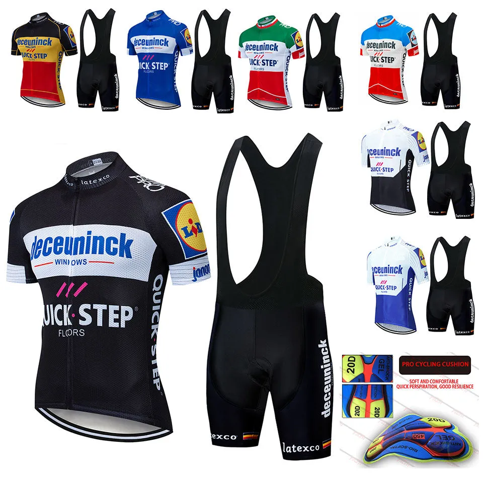 2020 QUICK STEP ProTeam summer cycling Jersey set Bicycle Clothing Breathable Men Short Sleeve shirt Bike bib shorts 20D Gel pad