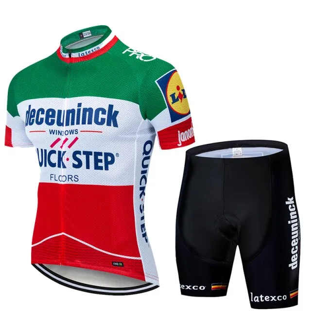 2020 QUICK STEP ProTeam summer cycling Jersey set Bicycle Clothing Breathable Men Short Sleeve shirt Bike bib shorts 20D Gel pad