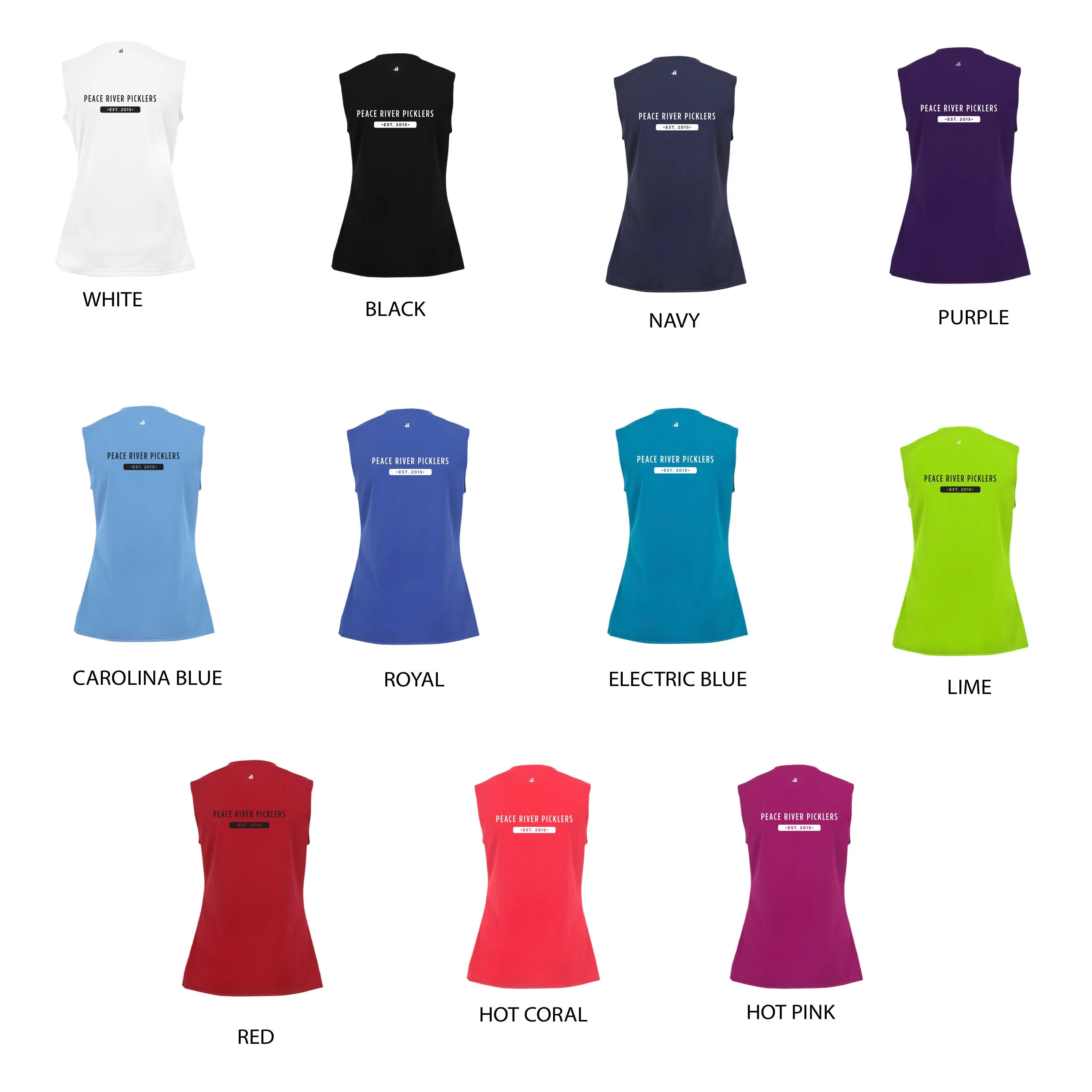 2021 Peace River Picklers Pickleball Ladies Performance Sleeveless Tank - Design 1