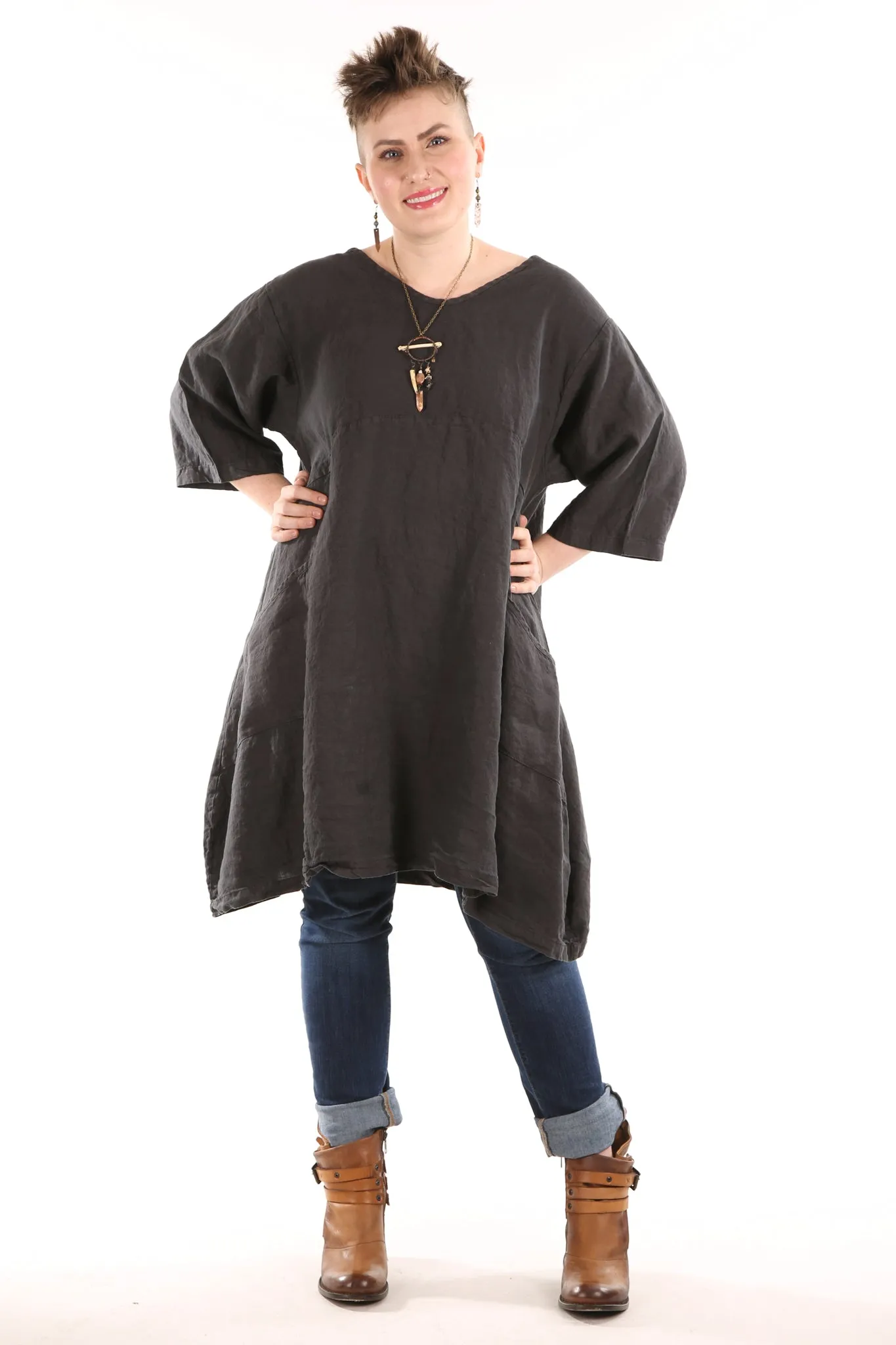 2257-OV Century Tunic-Soft Black-Unprinted