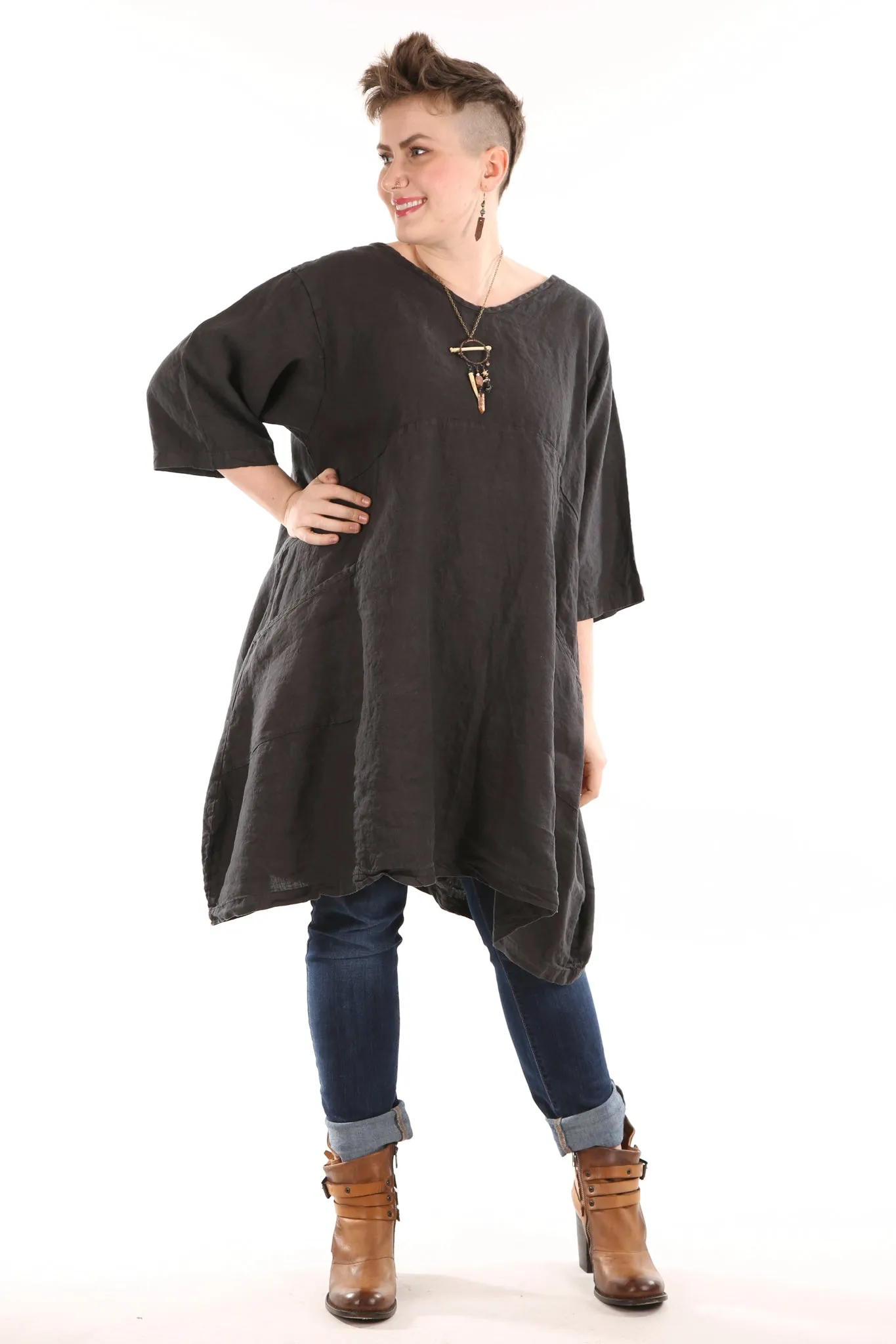 2257-OV Century Tunic-Soft Black-Unprinted
