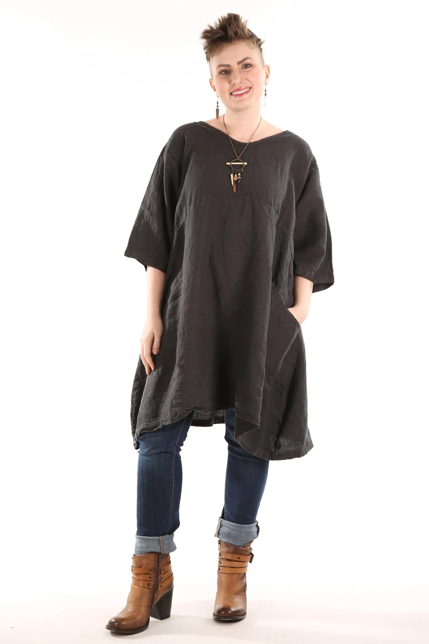 2257-OV Century Tunic-Soft Black-Unprinted