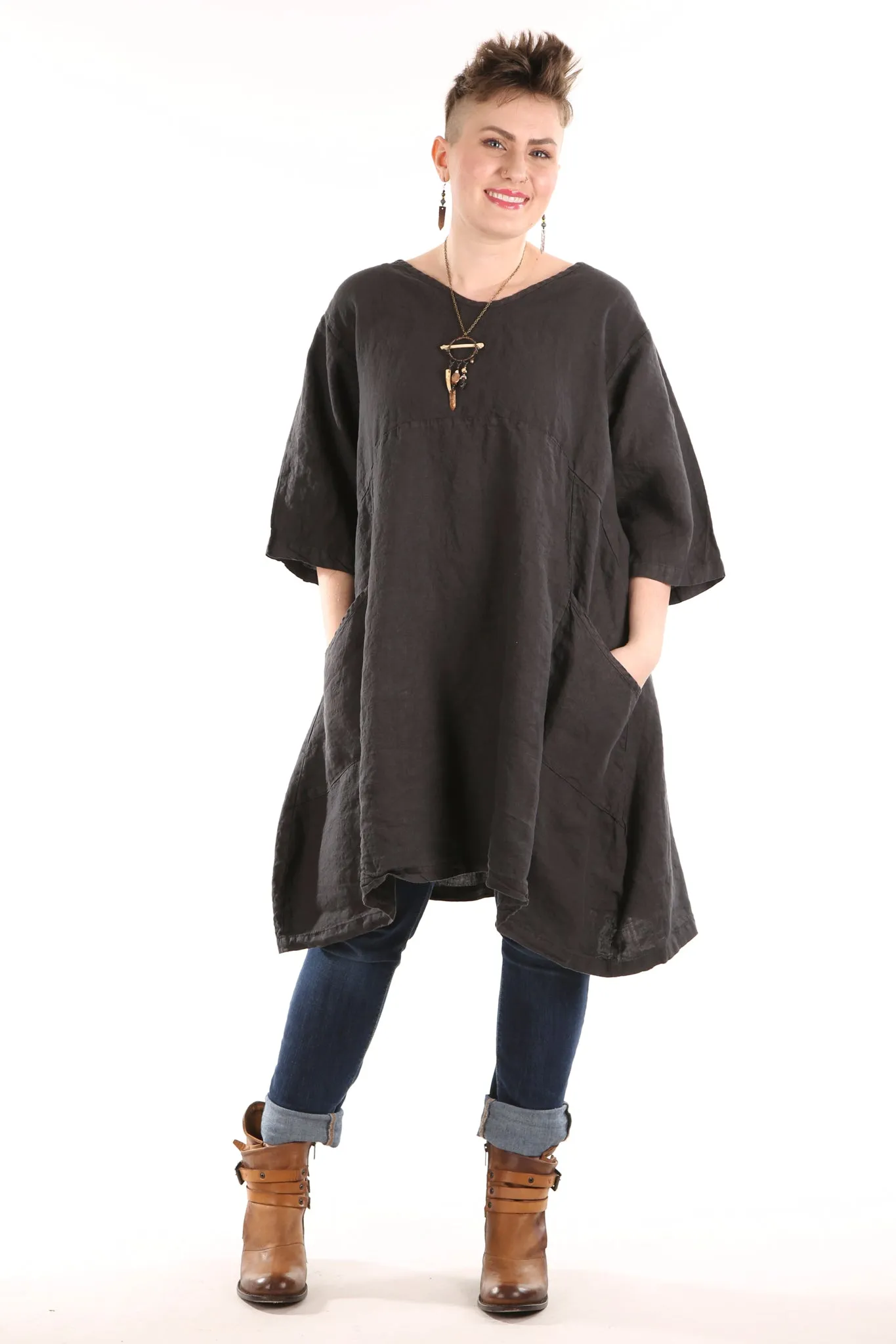 2257-OV Century Tunic-Soft Black-Unprinted