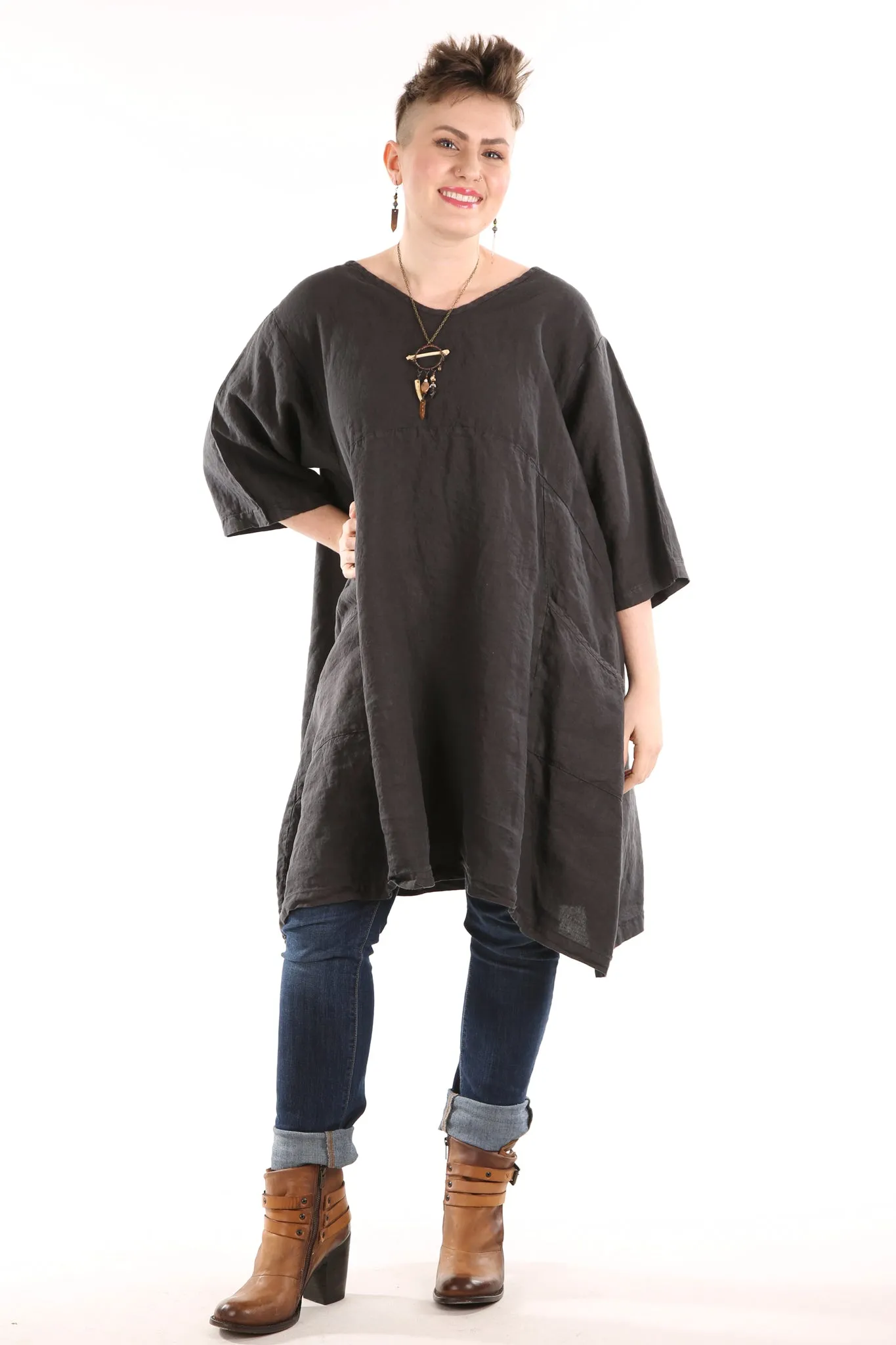 2257-OV Century Tunic-Soft Black-Unprinted