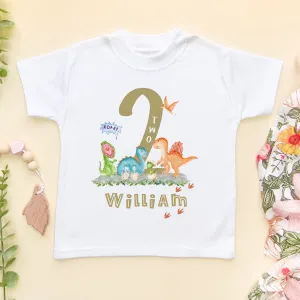 2nd Birthday Dinosaur Themed Personalised T Shirt