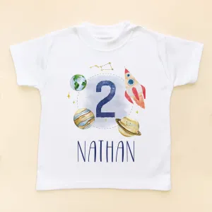 2nd Birthday Galaxy Space Personalised T Shirt