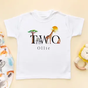 2nd Birthday Safari Animals Personalised T Shirt