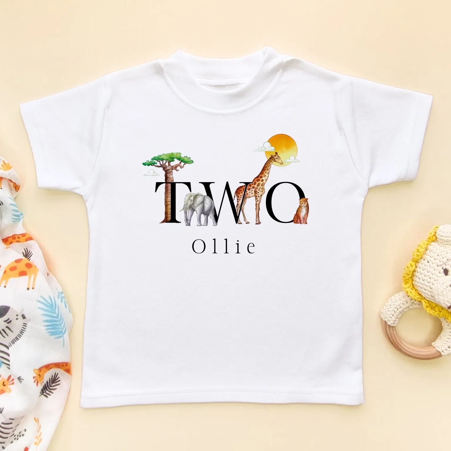 2nd Birthday Safari Animals Personalised T Shirt