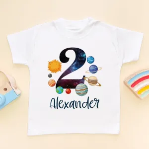 2nd Birthday Solar System Personalised Space/Galaxy T Shirt