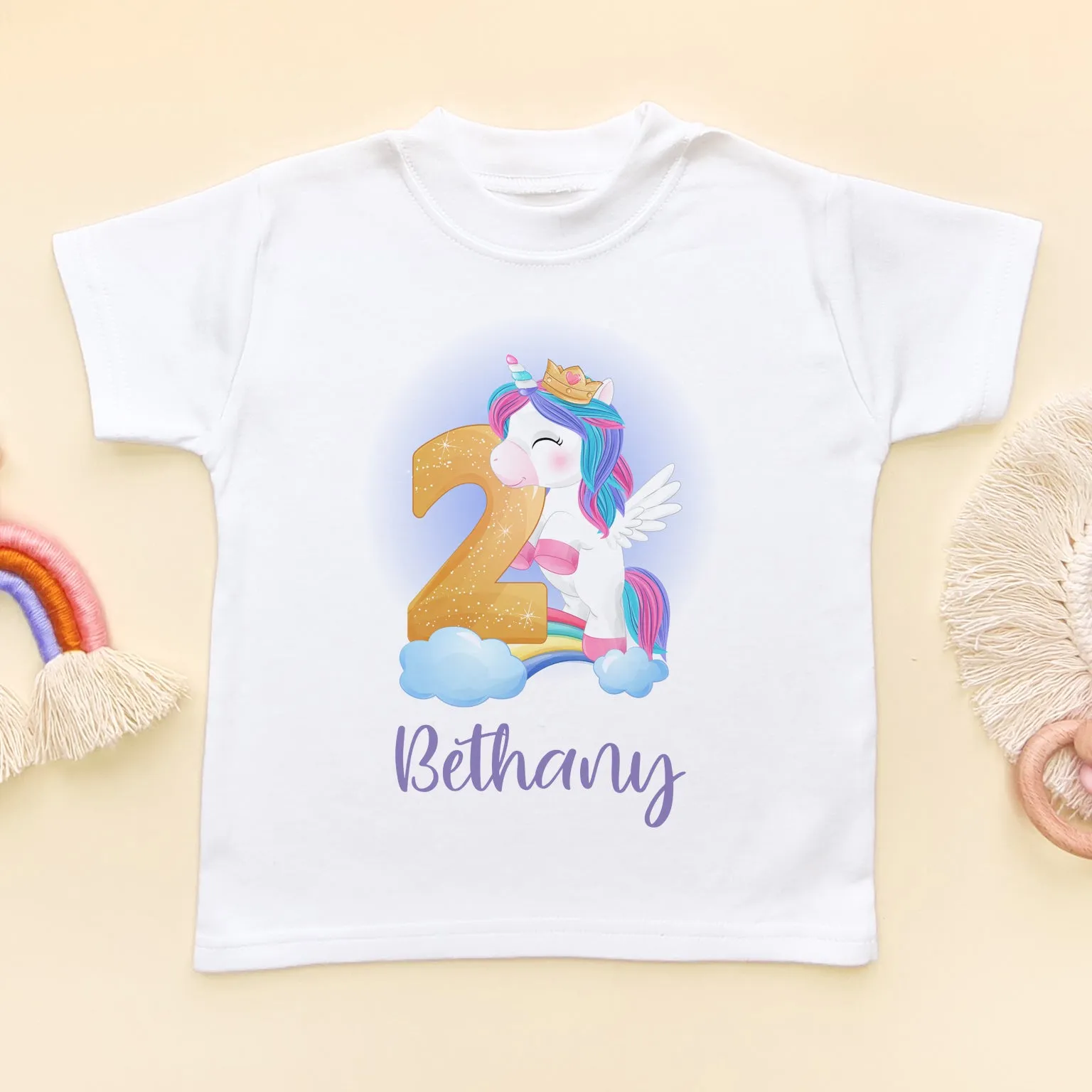2nd Birthday Unicorn Personalised T Shirt