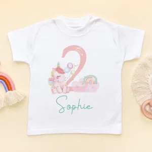 2nd Birthday Unicorn Personalised T Shirt