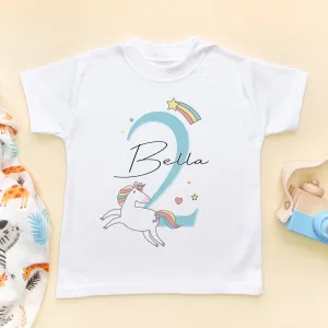 2nd Birthday Unicorn Personalised Toddler T Shirt