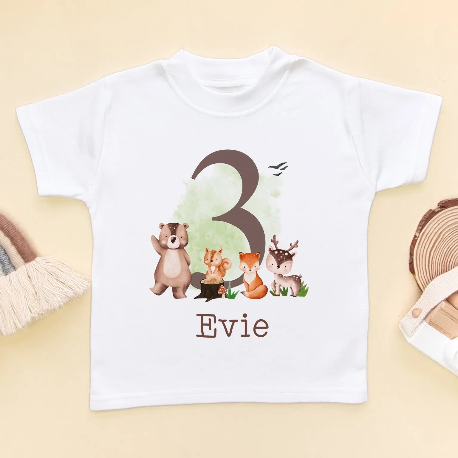 3rd Birthday Forest Animals Personalised T Shirt