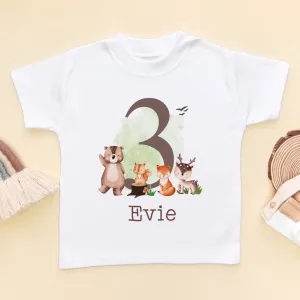 3rd Birthday Forest Animals Personalised T Shirt