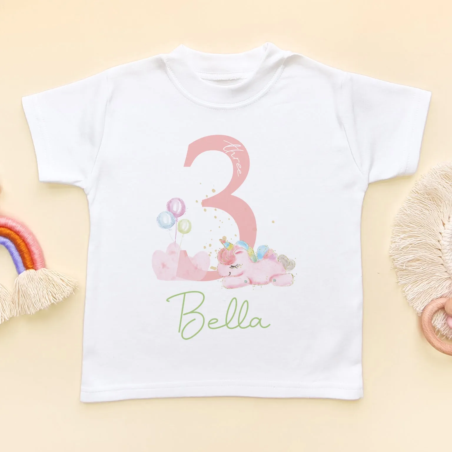 3rd Birthday Unicorn Personalised T Shirt
