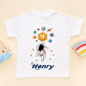 4th Birthday Astronaut Solar System Personalised T Shirt