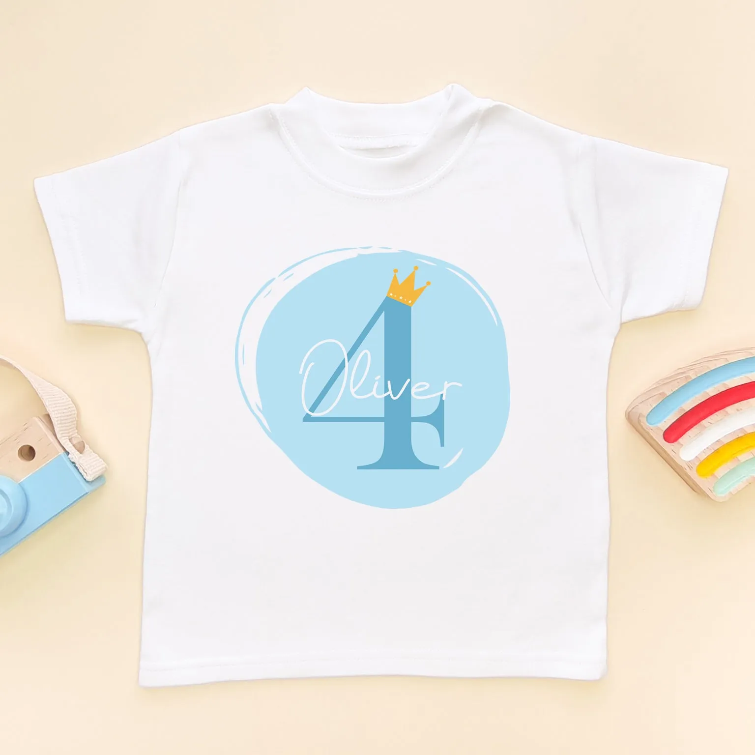 4th Birthday Boy Blue Theme Personalised T Shirt