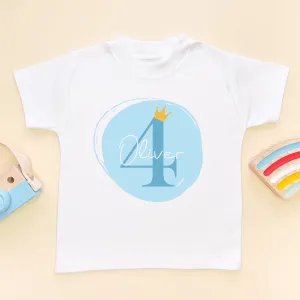 4th Birthday Boy Blue Theme Personalised T Shirt