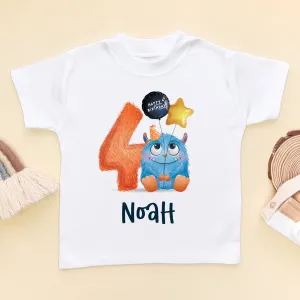 4th Birthday Cute Monster Personalised T Shirt