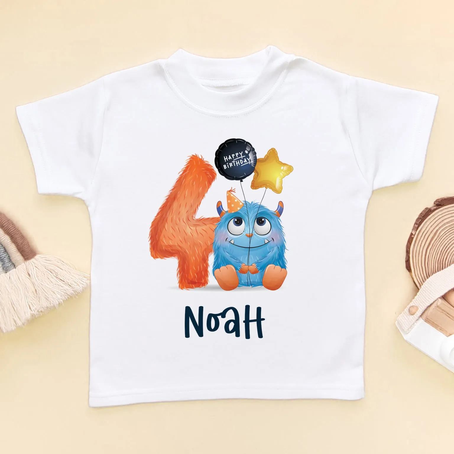 4th Birthday Cute Monster Personalised T Shirt