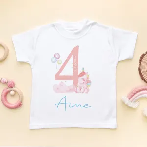 4th Birthday Unicorn Personalised T Shirt