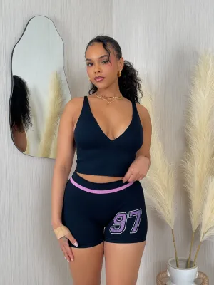 54778 54776P - SEAMLESS V NECK CROP TOP & SHORTS SET (2PC)