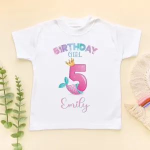 5th Birthday Cute Mermaid Personalised T Shirt