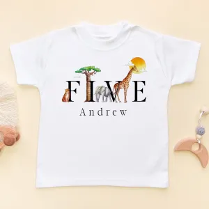 5th Birthday Safari Animals Personalised T Shirt