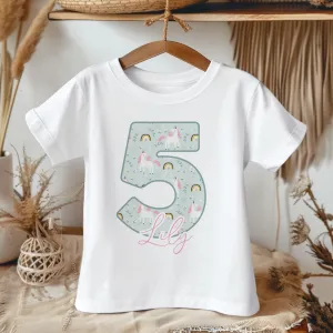 5th Birthday Unicorn Pattern Personalised Kids T Shirt