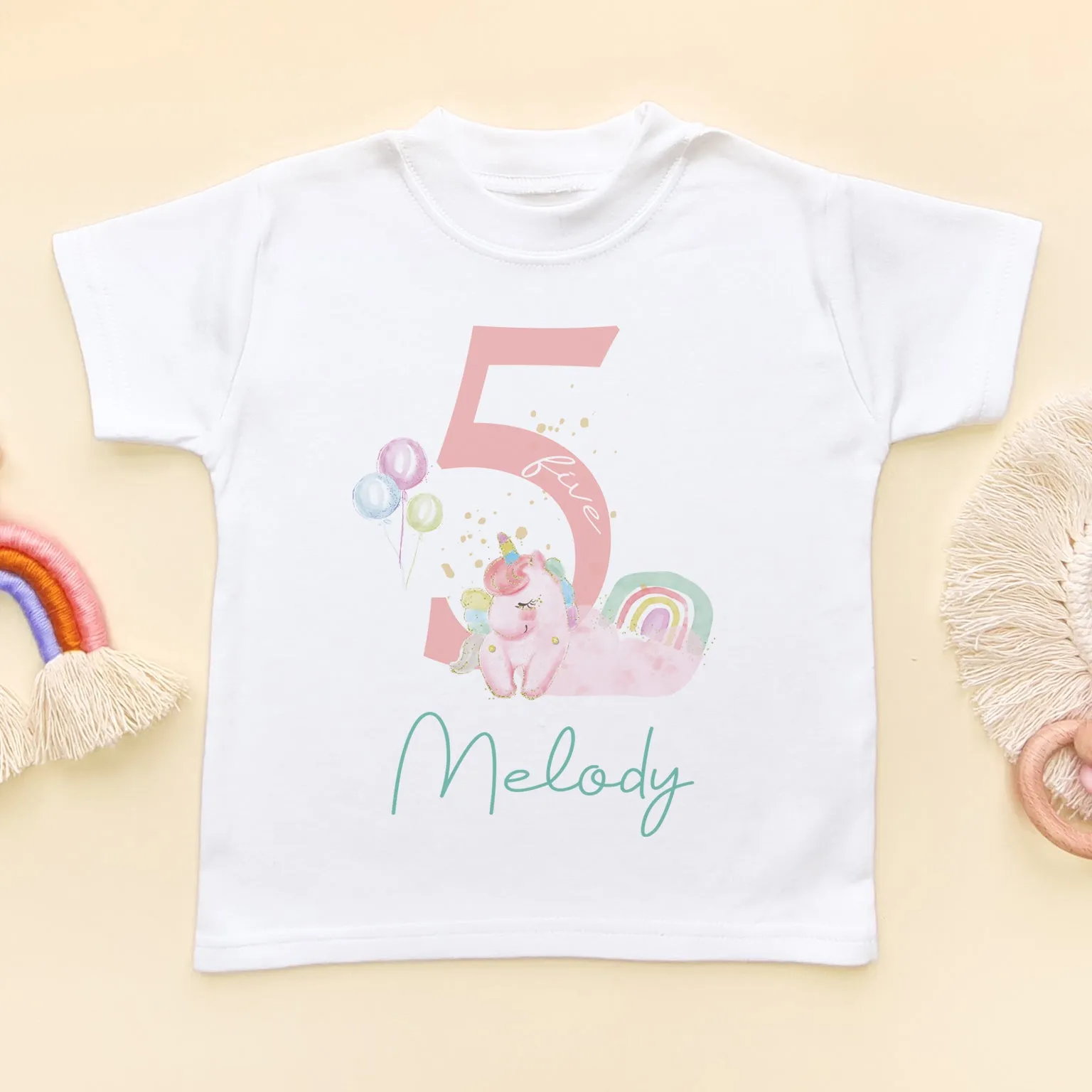 5th Birthday Unicorn Personalised T Shirt